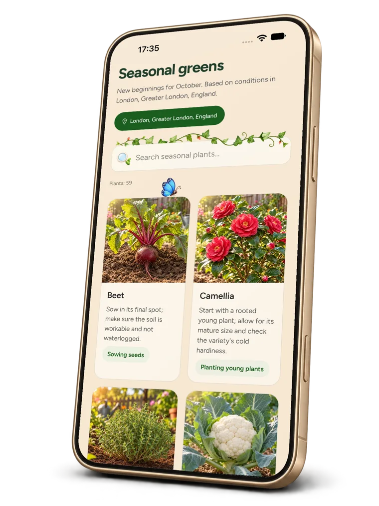 Seasonal plant recommendations on iPhone
