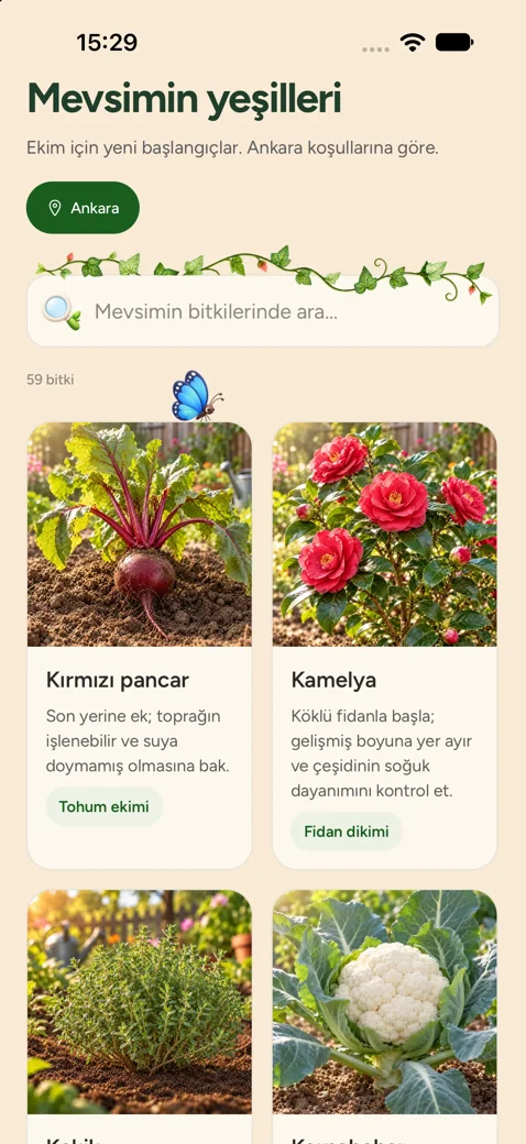 iPhone'da mevsime uygun bitki önerileri